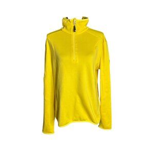 Vaurnet France Women's Canary Yellow 1/2" Zip Mock Neck Fleece Pullover Size L